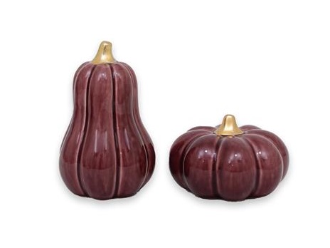 Pumpa, Aubergine färgad med guldknopp (liten) - Mitt & Ditt