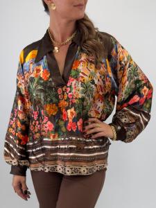 Blus Brun mönstrad, Denise - Gemini