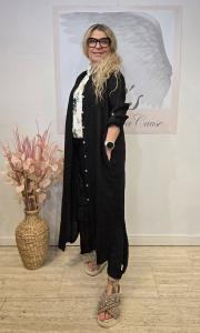 Linneklänning skjortmodell, Svart, Petronella - Soulful Fashion