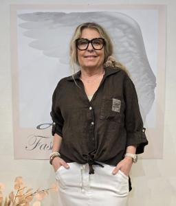 Linneblus med knyt, Brun, Annie - Soulful Fashion