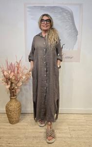 Linneklänning skjortmodell, Mullvad, Petronella - Soulful Fashion