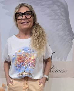 T-shirt Inze, Life is good (träd och fjärilar) Blå - Soulful Fashion