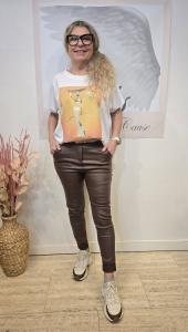Fejk läder byxa, Brun (Minnea) - Soulful Fashion