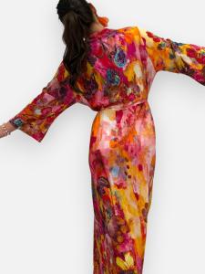 Klänning Blommig, Fuchsia / Gul, Kicki - Gemini