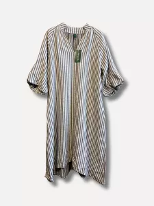 Linneklänning Randig, Vit / Taupe, Holly - Reunion    BERÄKNAD LEV: FEB