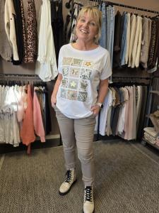 T-shirt Inze, Hjärtan & Blommor, Grön - Soulful Fashion