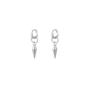 Örhängen, Silverfärgad strassring med hängande spets - Gemini