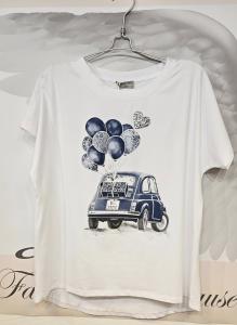 T-shirt Inze, Happy Car (Jeansblå)  - Soulful Fashion