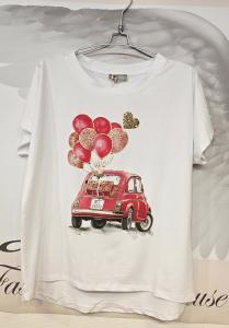 T-shirt Inze, Happy Car (Röd)  - Soulful Fashion
