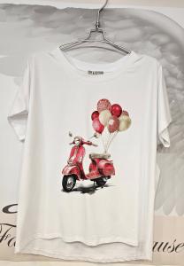 T-shirt Inze, Scooter Balloon, Röd- Soulful Fashion