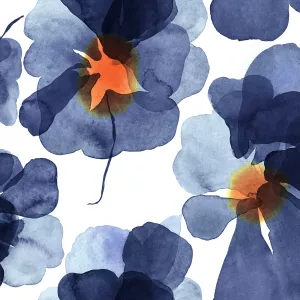 Servetter - Marimekko Valssi Blue, Blå pressade blommor (Kaffe)