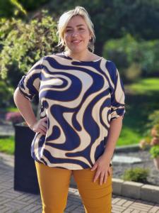 Tunika / Topp, Blå / Creme, Betty (Plus Size) - Cat & Co