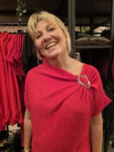 Klänning, Glittrig med silverdetalj, Röd Grace - Caramelle Fashion