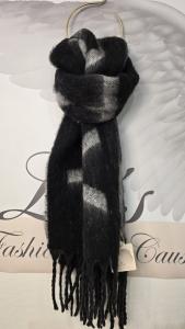 Halsduk med fransar, Svart Happy - Soulful Fashion