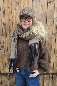 Halsduk med fransar, Svart / Brun, Love Leo - Soulful Fashion