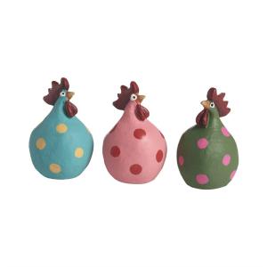 Höna Poppy 3-p, Rosa / Turkose / Grön H.5,2cm - Nääsgränsgården