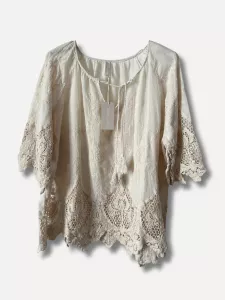 Blus med spetsar, Beige Steffi - Reunion