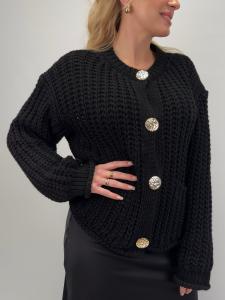 Kofta med stora guldknappar, Svart Gudrun - Gemini