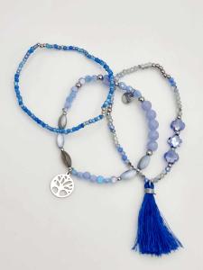 Armband 3 x Blå, Elastiskt - Cat & Co