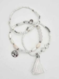 Armband 3 x Vit, Elastiskt - Cat & Co