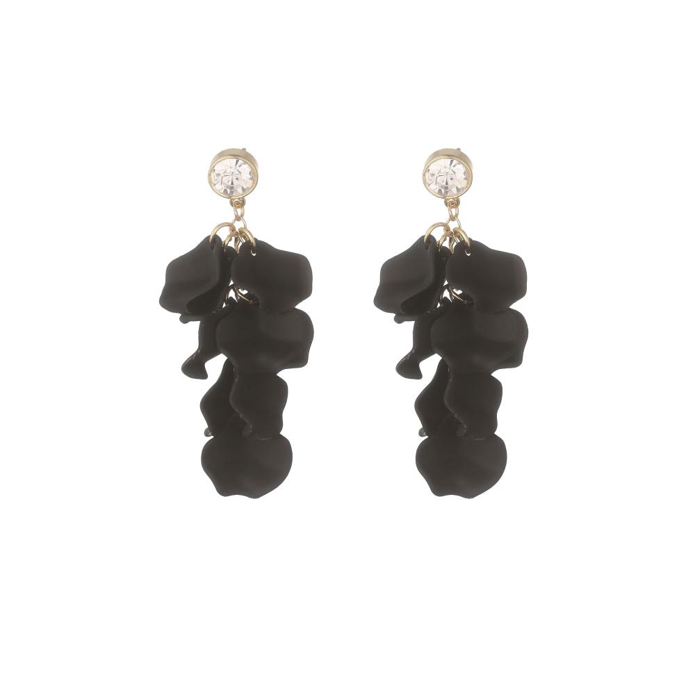 Örhängen, Vågformade svarta plattor med sten - Gemini