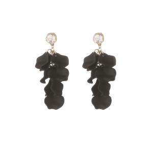 Örhängen, Vågformade svarta plattor med sten - Gemini