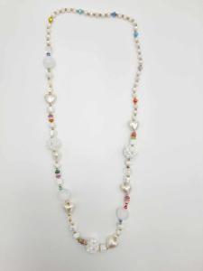 Halsband Långt, Pärlor och hjärtan i Vitt / Creme - Cat & Co