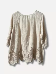 Blus med spetsar, Beige Steffi - Reunion