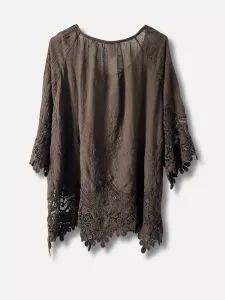 Blus med spetsar, Brun Steffi - Reunion   KOMMER SNART!