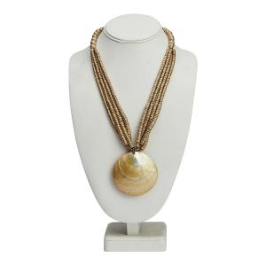 Halsband, Stor natur platt pärla från kokosnöt, Ebba - the moshi