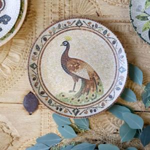 Mattallrik Mosaik, Påfågel - Chic Antique