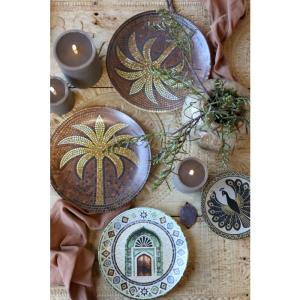 Mattallrik Mosaik, Brun Palm - Chic Antique