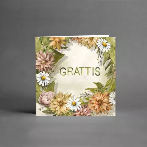 Minikort Grattis (Blommor) - Card Store