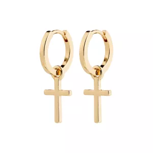 Örhängen Kors, Flynn, Guldpläterade - Pilgrim