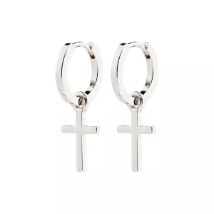 Örhängen Kors, Flynn, Silverpläterade - Pilgrim