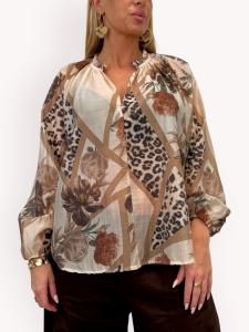 Blus med blom / leo, Beige Fortuna - Gemini