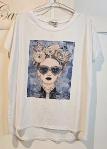 T-shirt Inze, Crazy Lady, Blå - Soulful Fashion