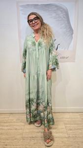 Klänning, Grön Blommig, Milano - Soulful Fashion