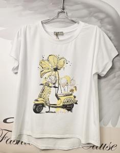 T-shirt Inze, Happy Scooter, Gul - Soulful Fashion