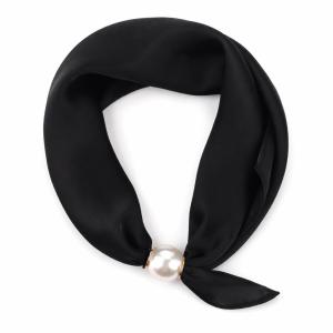 Scarves med magnetknäppe (vit pärla), Svart - Three M