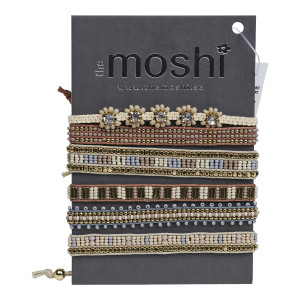 Armband, Små glaspärlor i bruna och beige toner (textilband) - the moshi