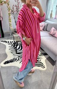 Långskjorta, Randig Rosa / Röd, Lena - Love Forever