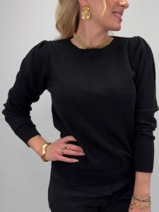 Stickad tröja med puffärm, Svart Elvy - Gemini