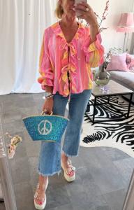 Blus i bäckebölja, Randig Rosa / Gul, Lottie - Love Forever