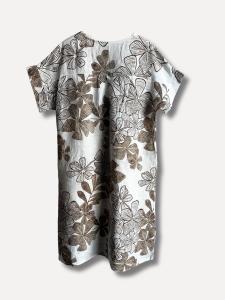 Linneklänning med blommor, Vit Naxos - Reunion