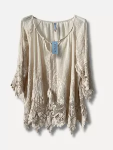 Blus med spetsar, Beige Steffi - Reunion   KOMMER SNART!