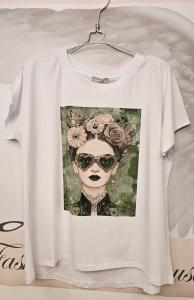 T-shirt Inze, Crazy Lady, Grön - Soulful Fashion
