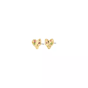 Örhängen, Hjärta med färgade stenar, Ryan, Guldpläterade - Pilgrim