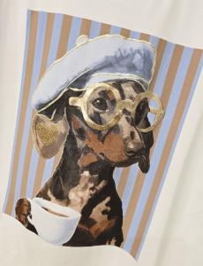 T-shirt Inze, Tax som fikar, Blå / Taupe - Soulful Fashion