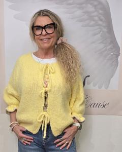 Kofta med knyt, Stickad Gul, Annika - Soulful Fashion